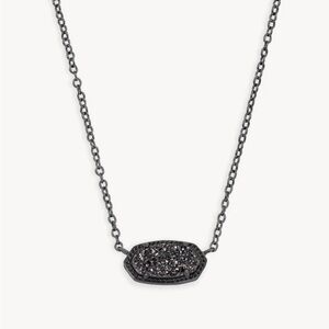 Kendra Scott Elisa Pendant Necklace in Black Drusy